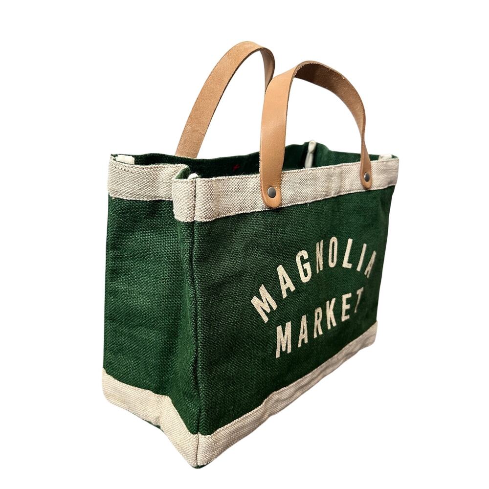 Apolis Global Citizen Magnolia Market Green Tote Bag 100% Natural Golden Jute - Picture 12 of 15